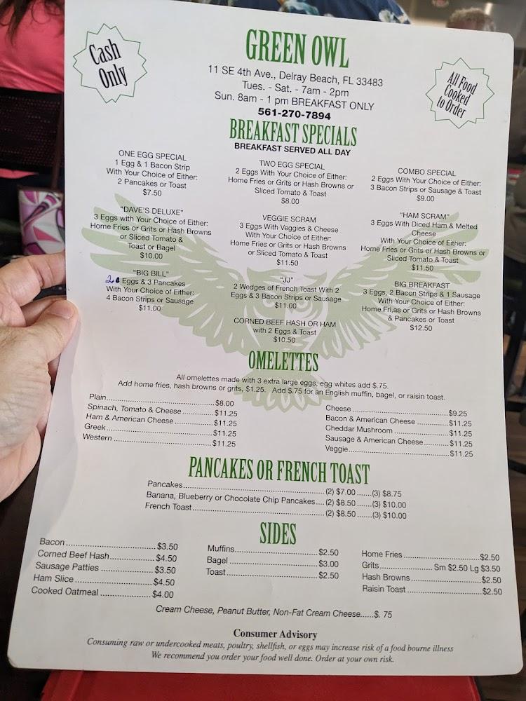 Green Owl Restaurant Menu image 1